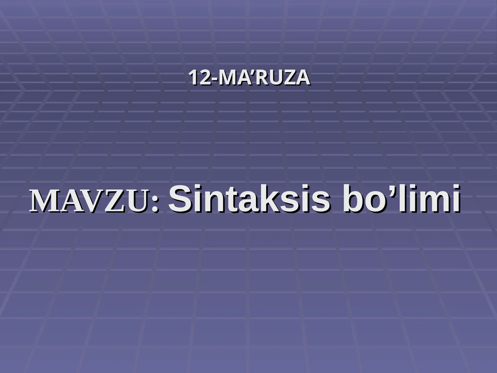 Mavzu: Sintaksis bo'limi