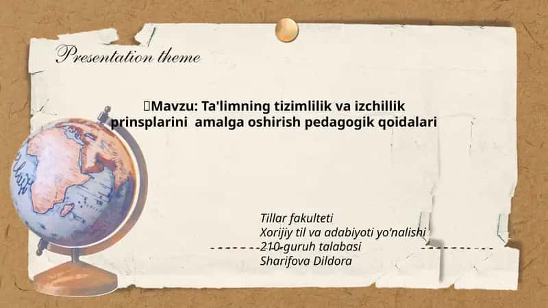 Ta'limning tizimlilik va izchillik prinsplarini amalga oshirish pedagogik qoidalari