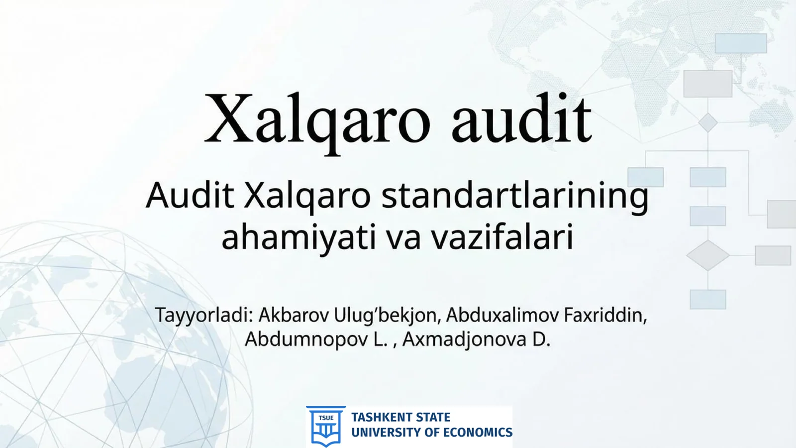 Auditning xalqaro standartlari (ISA) tushunchasi