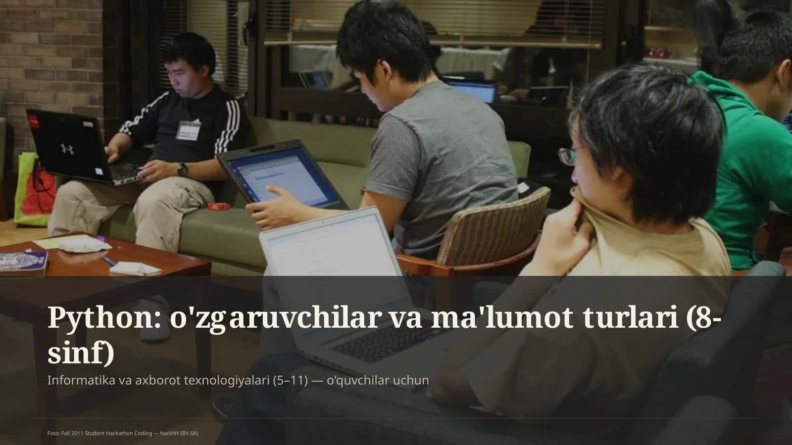 Python: o'zgaruvchilar va ma'lumot turlari (8-sinf)