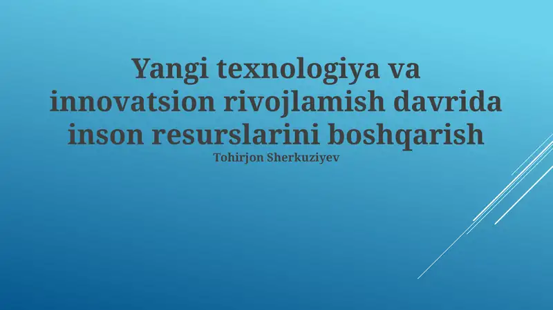 Raqamli Transformatsiya va Inson Resurslari Strategiyasi