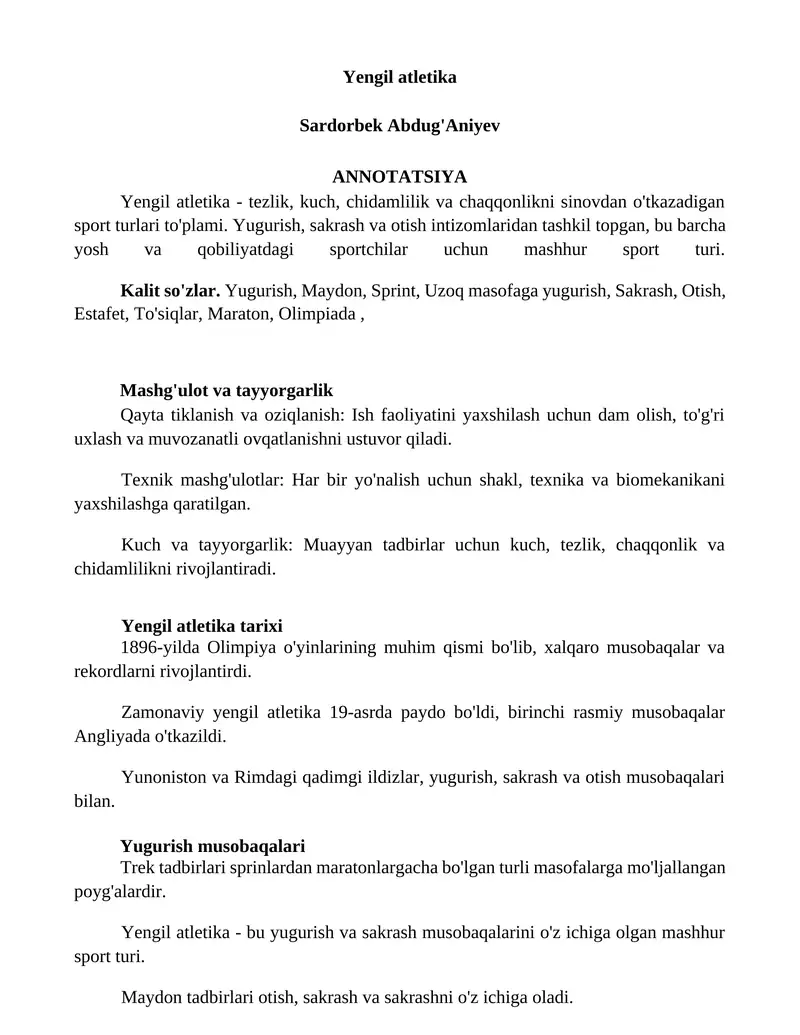 Yengil atletika