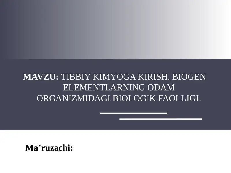 Tibbiy Kimyoga