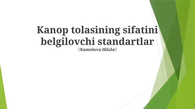 Kanop tolasining sifatini belgilovchi standartlar
