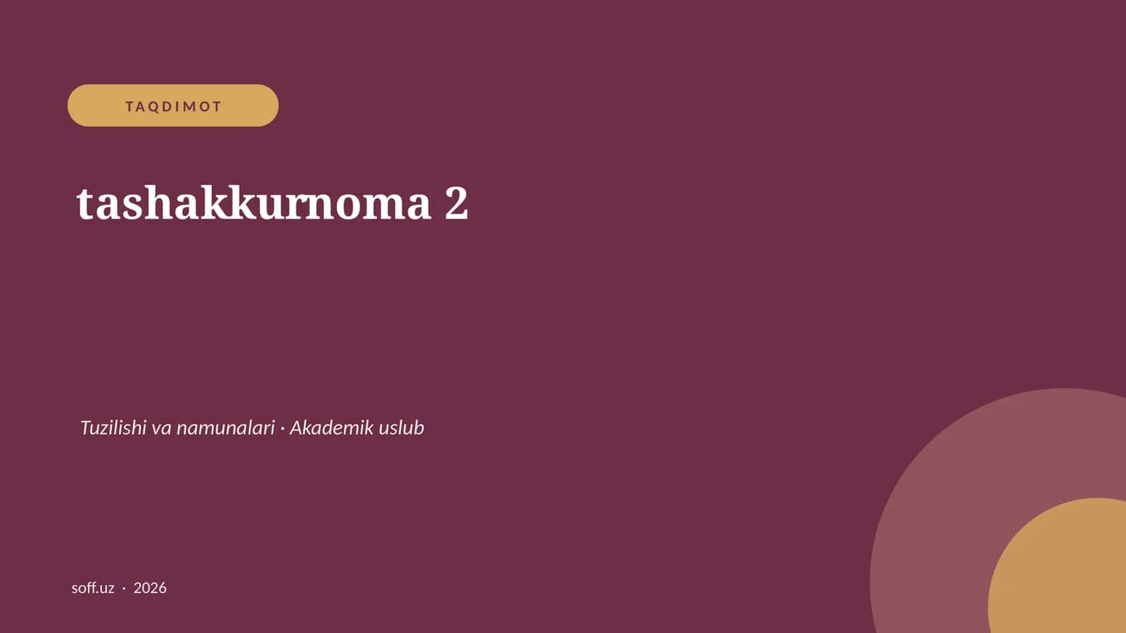 Tashakkurnoma 2