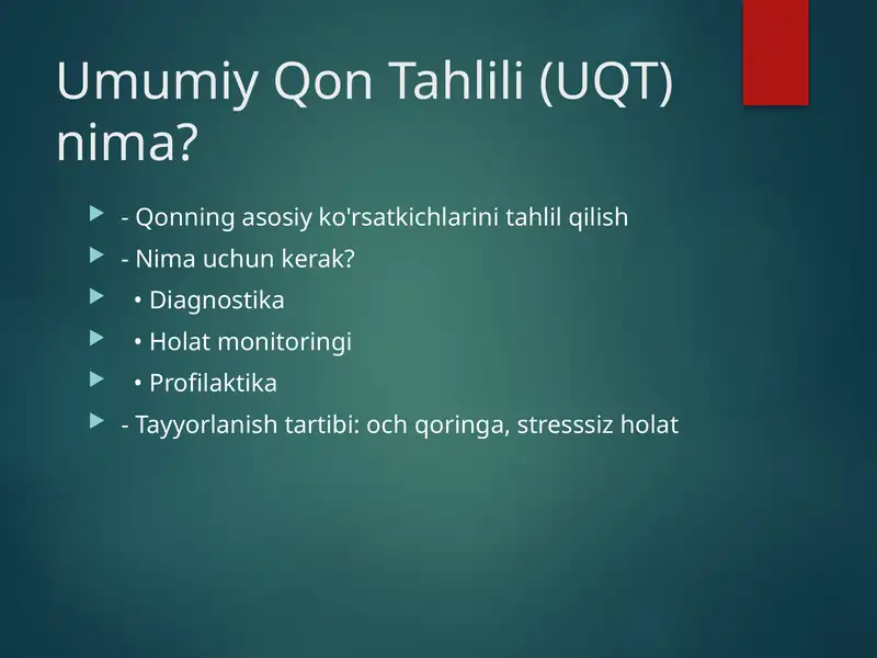 Umumiy Qon Tahlili (UQT)