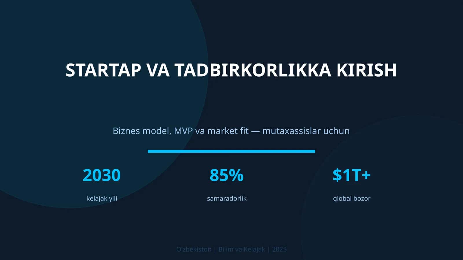 Biznes model, MVP va market fit — mutaxassislar uchun