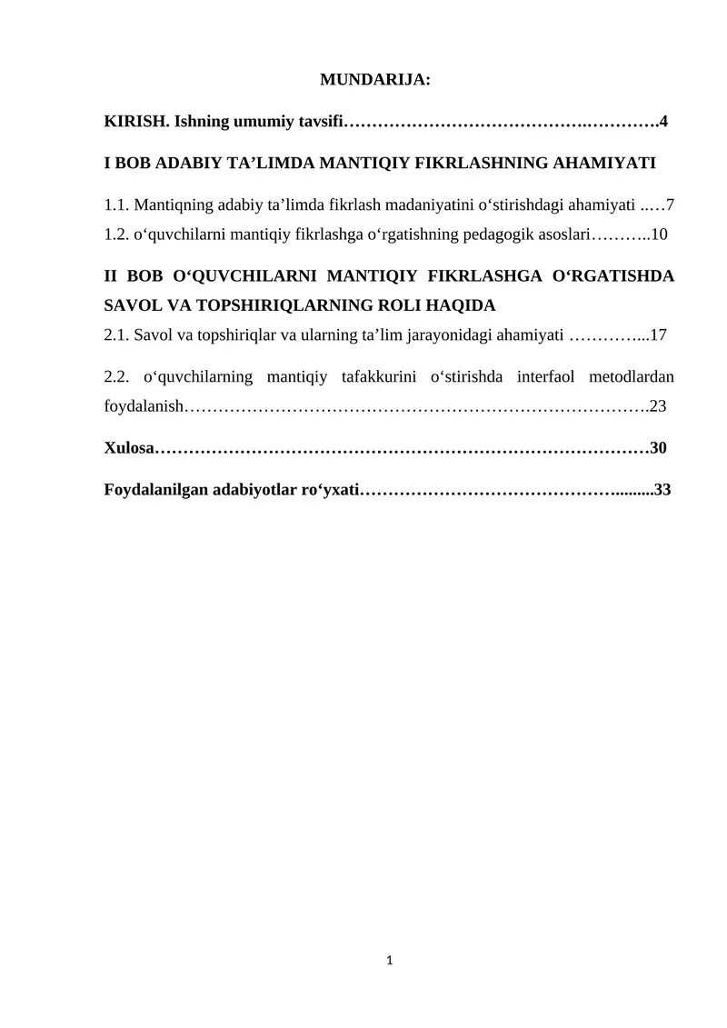 O'quvchilarni mantiqiy fikrlashni o'rgatishda savol va topshiriqlarning ahamiyati