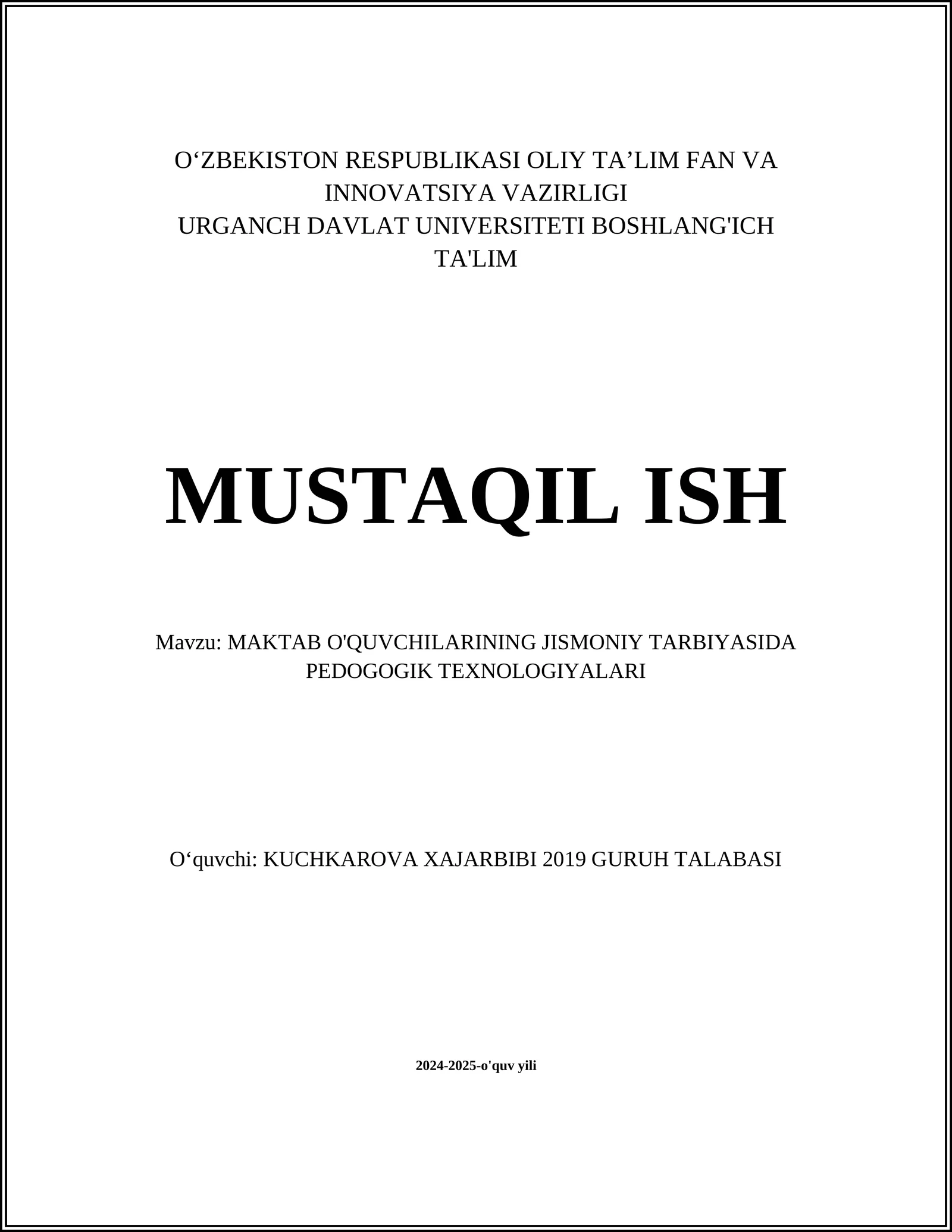 MAKTAB O'QUVCHILARINING JISMONIY TARBIYASIDA PEDOGOGIK TEXNOLOGIYALARI