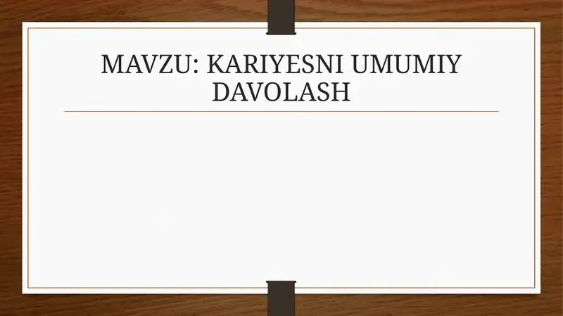 KARIYESNI UMUMIY DAVOLASH
