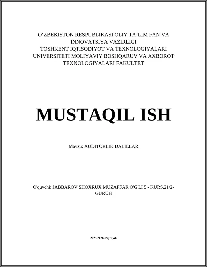 AUDITORLIK DALILLAR