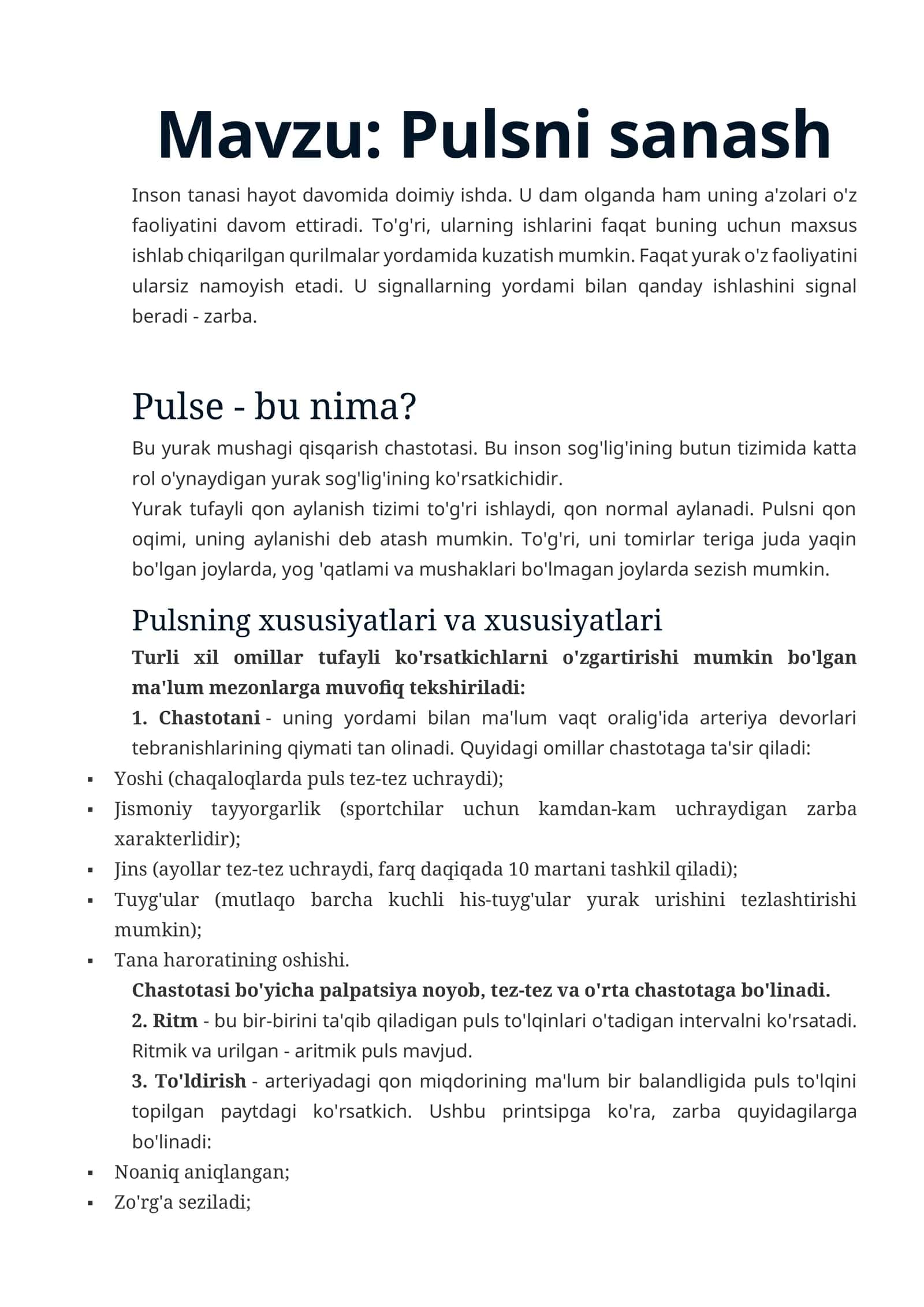 Pulsni sanash