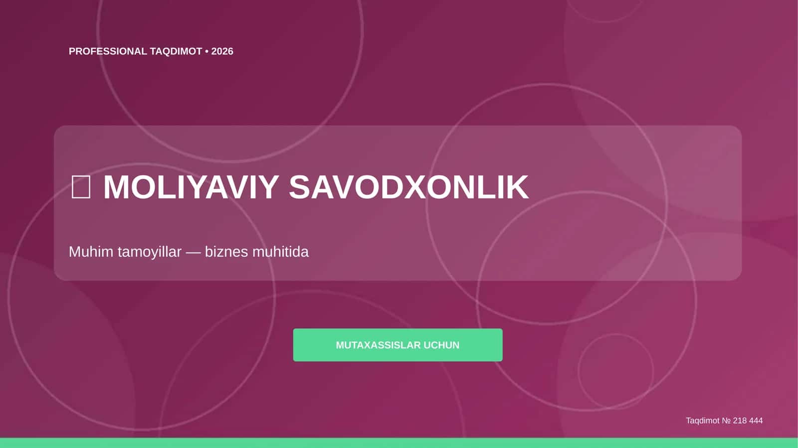 MOLIYAVIY SAVODXONLIK