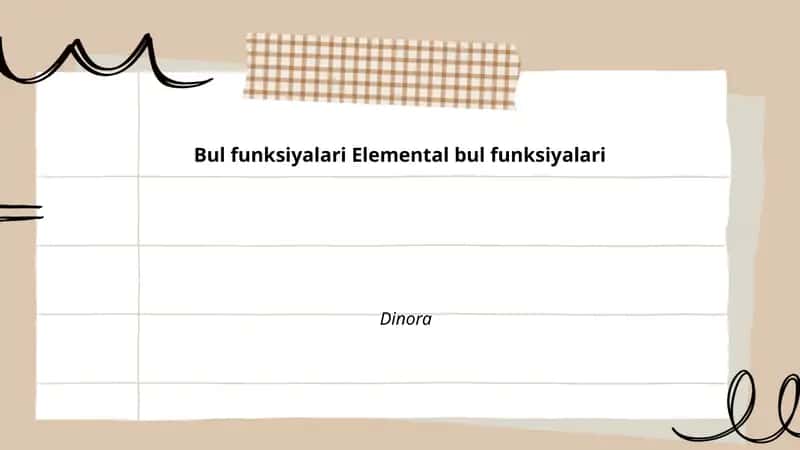 Bul funksiyalari Elemental bul funksiyalari