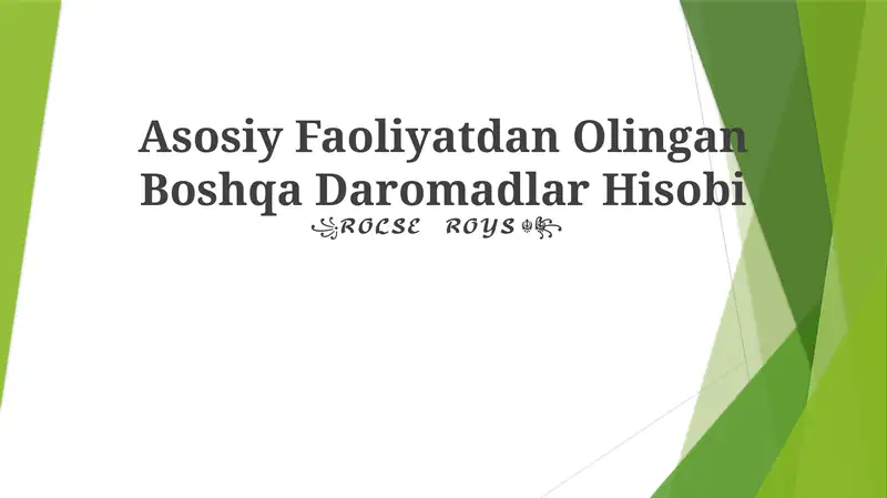 Asosiy Faoliyatdan Olingan Boshqa Daromadlar Hisobi