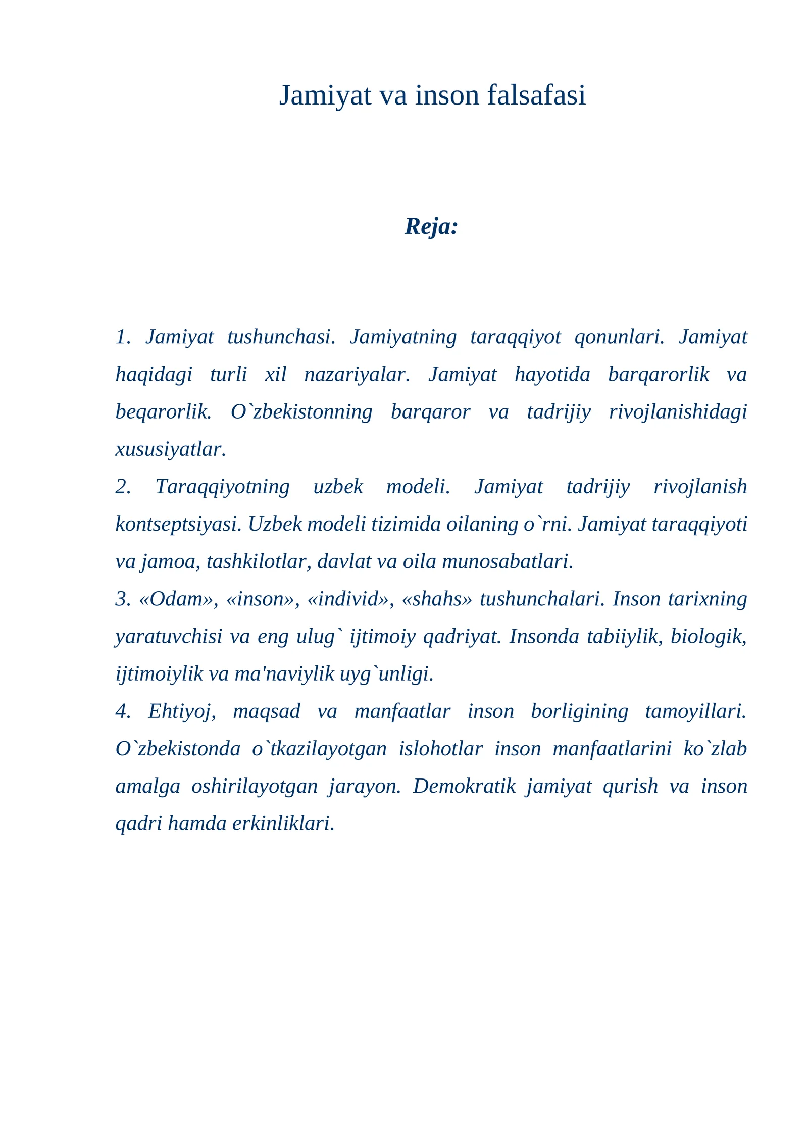 Jamiyat va inson falsafasi