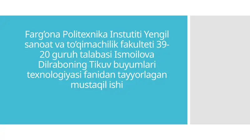 Tikuv Buyumlari Texnologiyasi