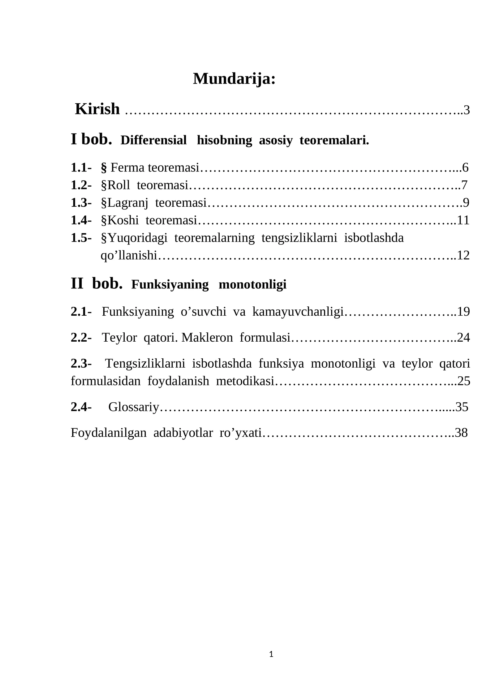 Differensial hisobning asosiy teoremalari