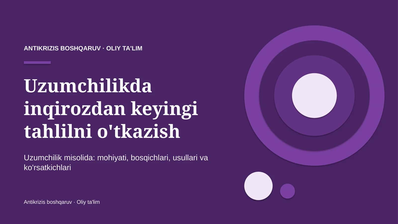 uzumchilikda inqirozdan keyingi tahlilni o'tkazish 3954