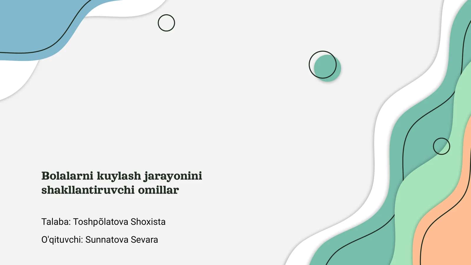Bolalarni kuylash jarayonini shakllantiruvchi omillar