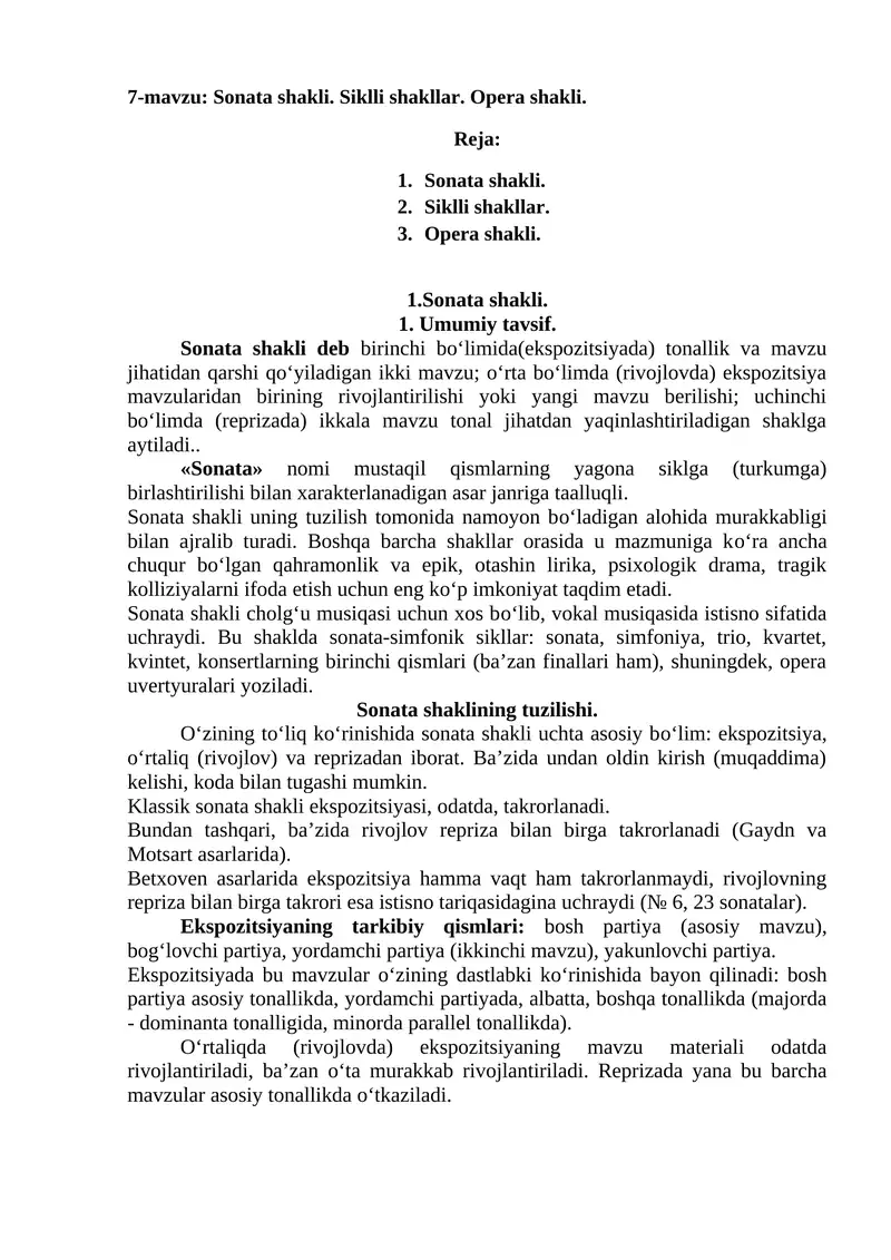 Sonata shakli