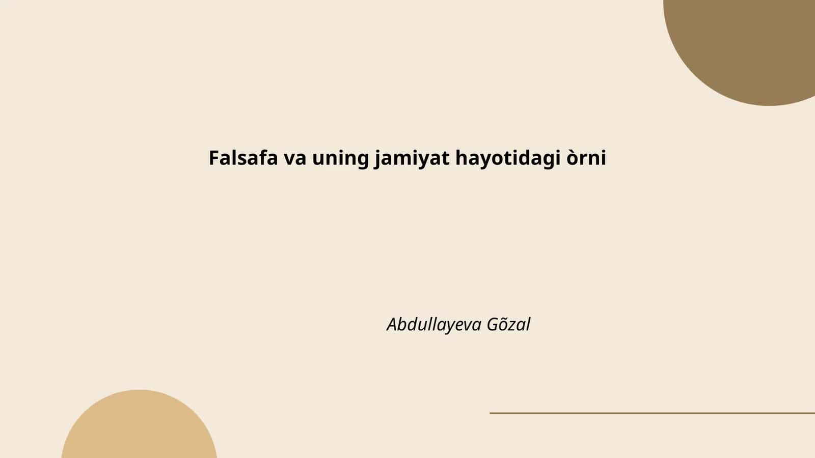 Falsafa va uning jamiyat hayotidagi òrni