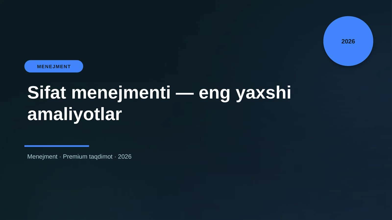 Sifat menejmenti — eng yaxshi amaliyotlar