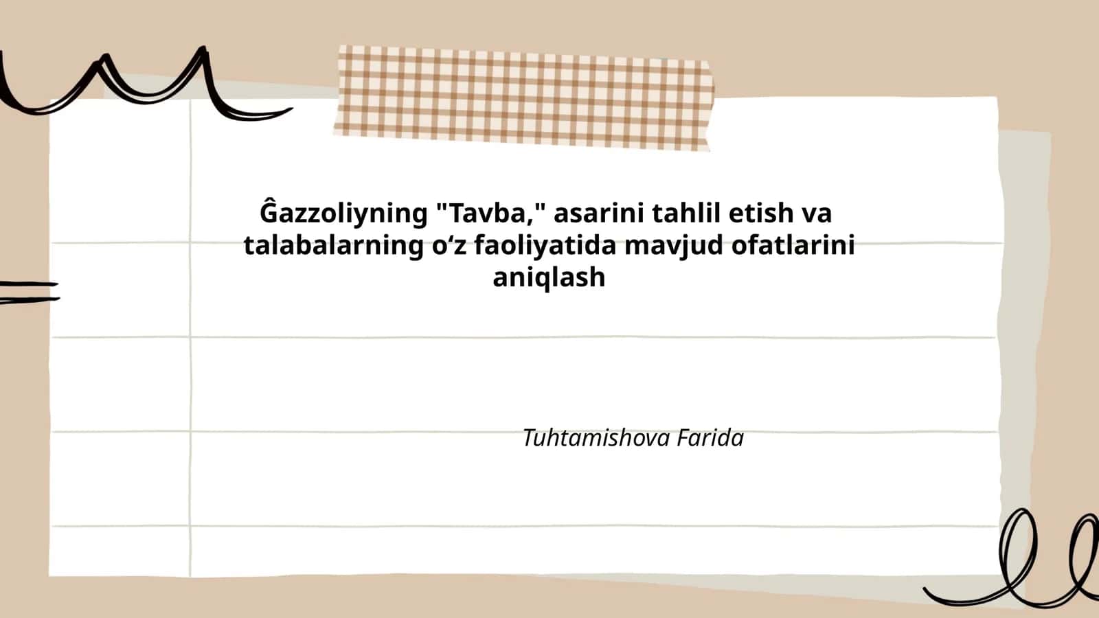 "Tavba" asarini tahlil etish