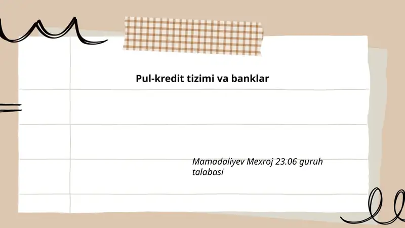 Pul-kredit tizimi va banklar