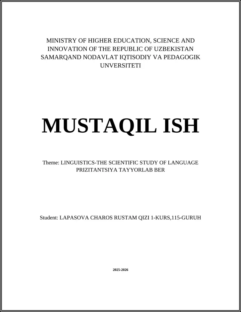 LINGUISTIKA-TILMOTURLIKKA ILMIY TAHQIQOT