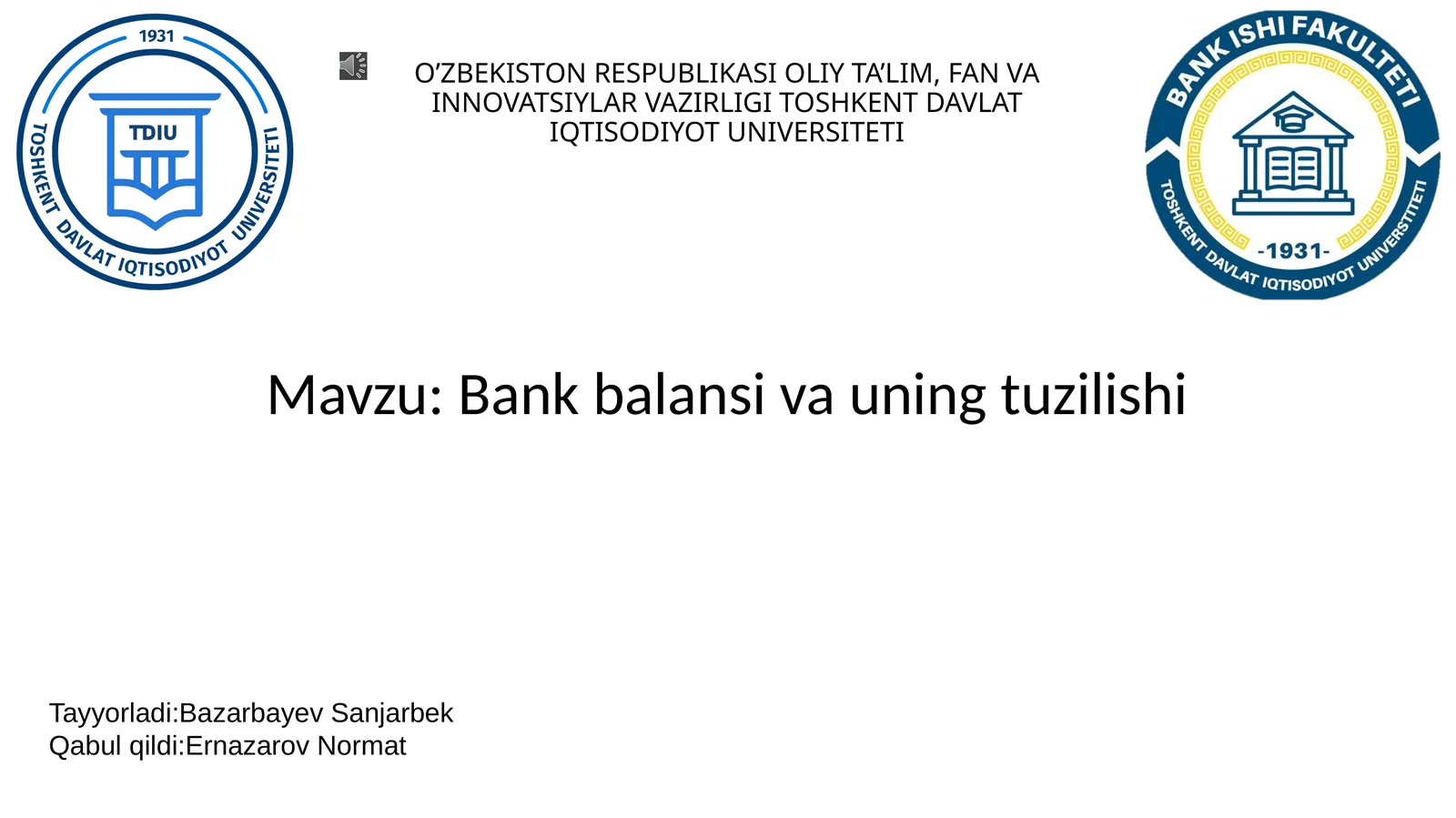 Bank balansi va uning tuzilishi