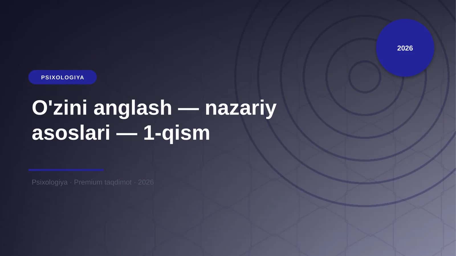 O'zini anglash — nazariy asoslari — 1-qism