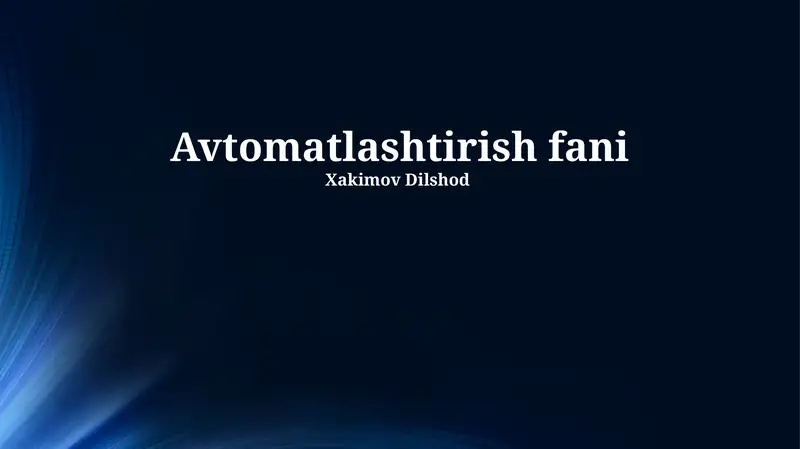 Avtomatlashtirish fani