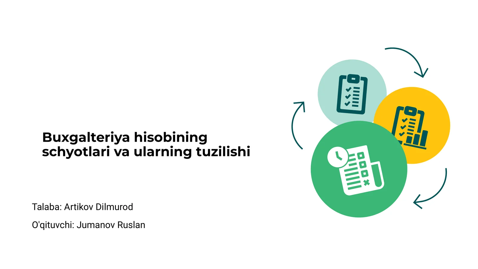 Buxgalteriya hisobining schyotlari va ularning tuzilishi