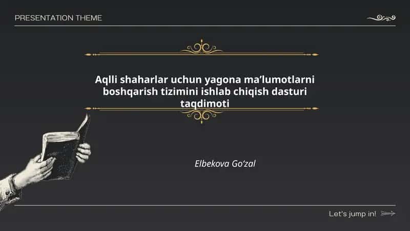 Aqlli shaharlar uchun yagona maʼlumotlarni boshqarish tizimini ishlab chiqish dasturi taqdimoti