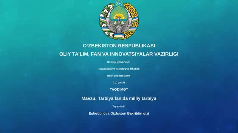 Milliy ta’limning asosiy tamoyillari va vazifalari