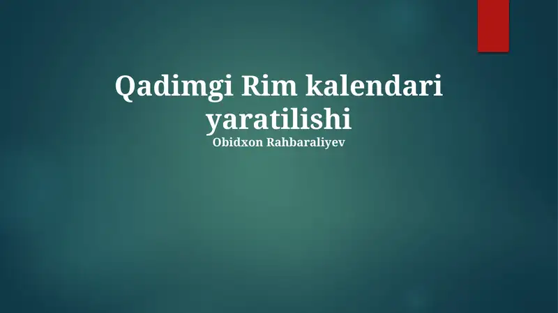 Qadimgi Rim kalendari yaratilishi
