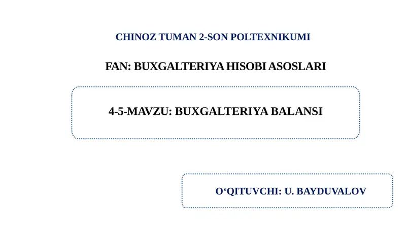 Buxgalteriya balansi.