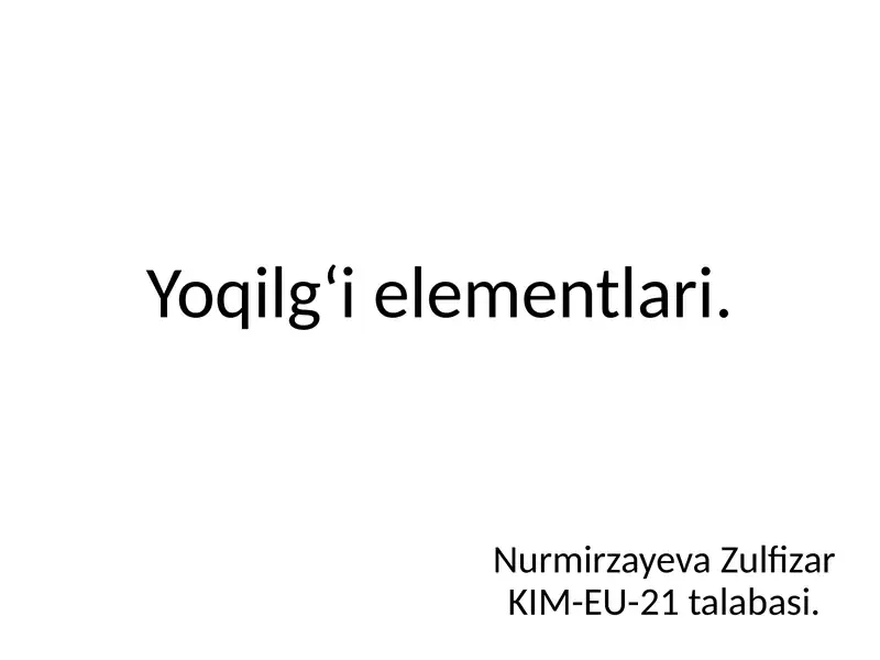 Yoqilgʻielementlar va ularning afzalliklari
