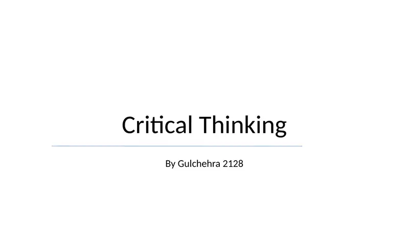 Critical Thinking