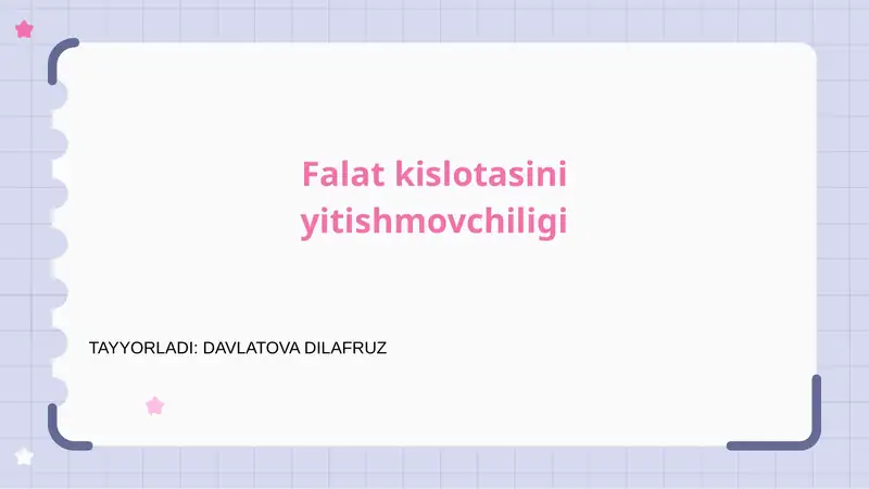 Folat kislotasini yitishmovchiligi