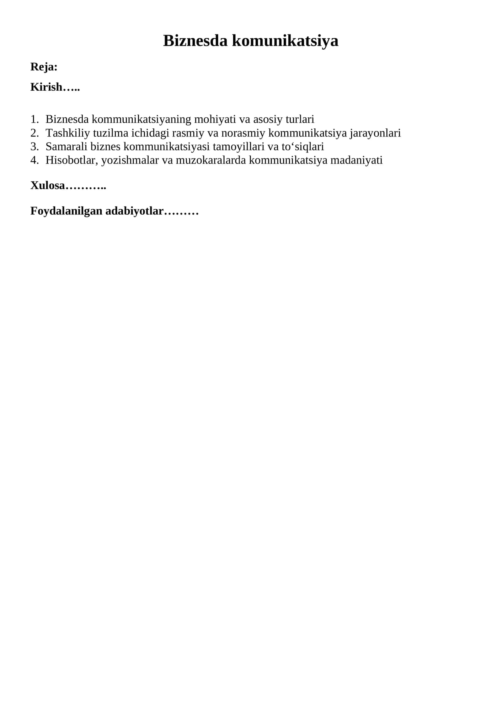 Biznesda komunikatsiya