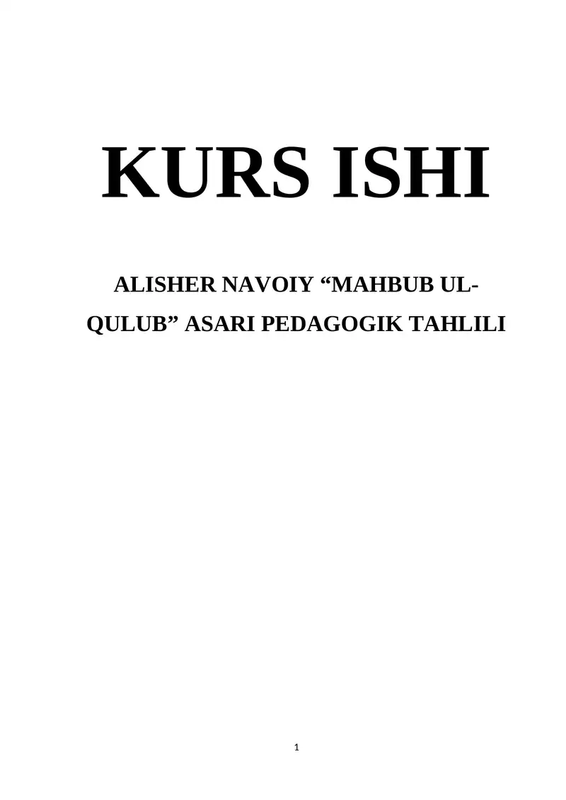 MAHBUB UL-QULUB” ASARI PEDAGOGIK TAHLILI