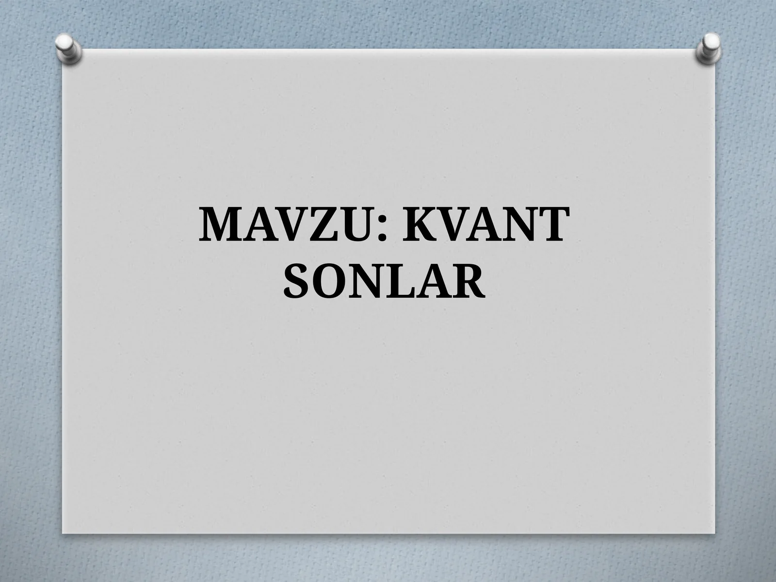 KVANT SONLAR