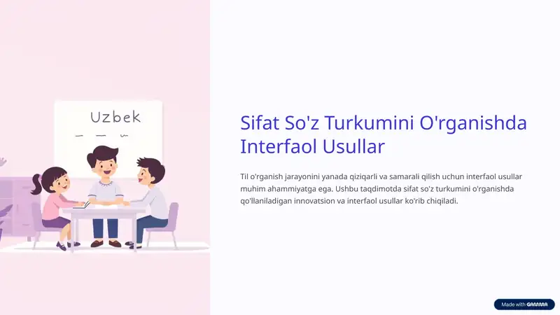 Sifat So'z Turkumini O'rganishda Interfaol Usullar