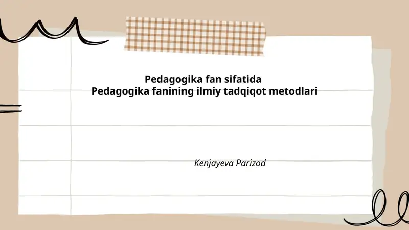 Pedagogika fan sifatida