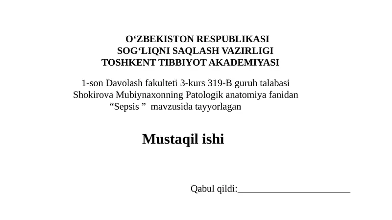 "Sepsis" mavzusi