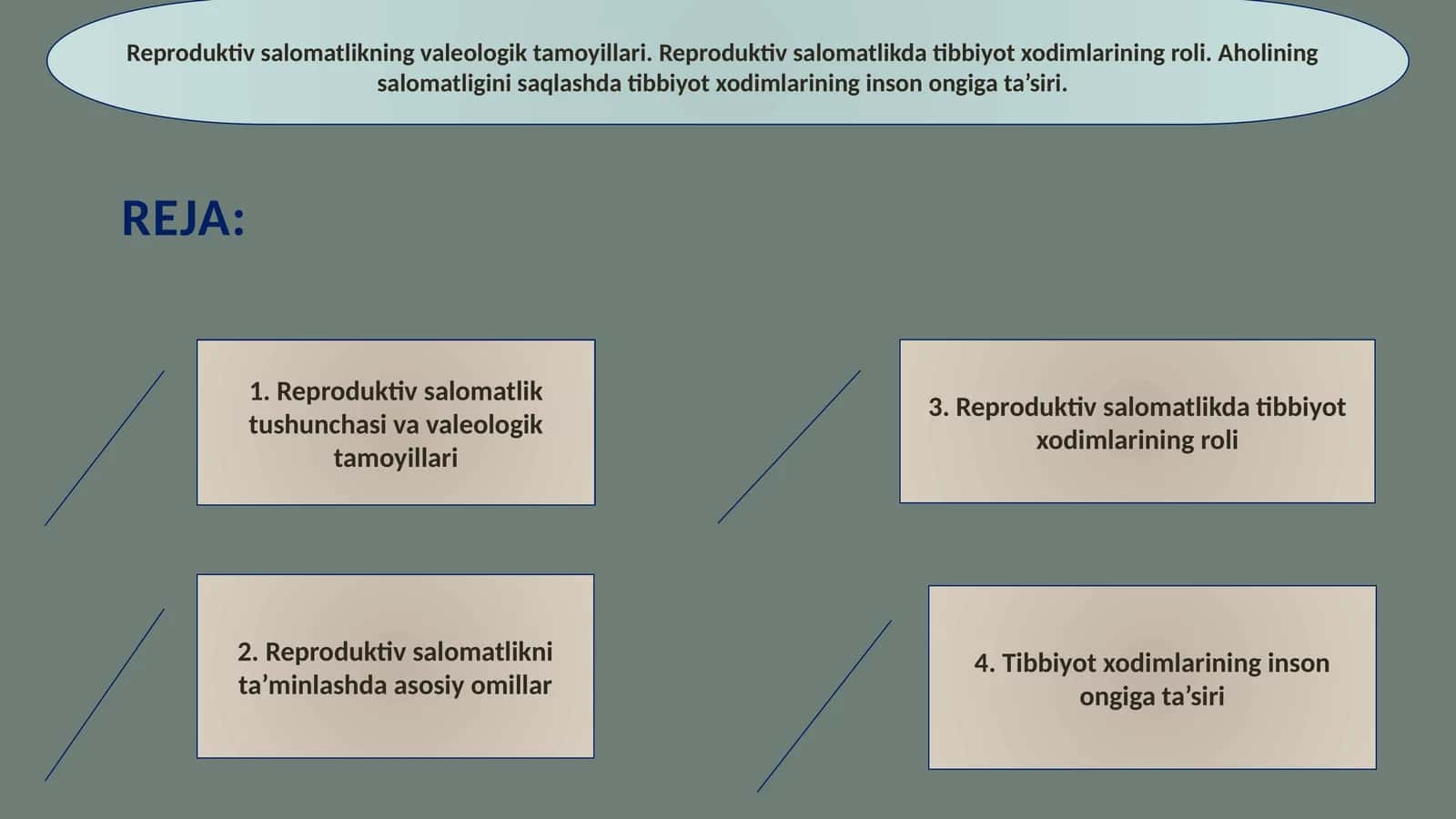 Reproduktiv salomatlikning valeologik tamoyillari