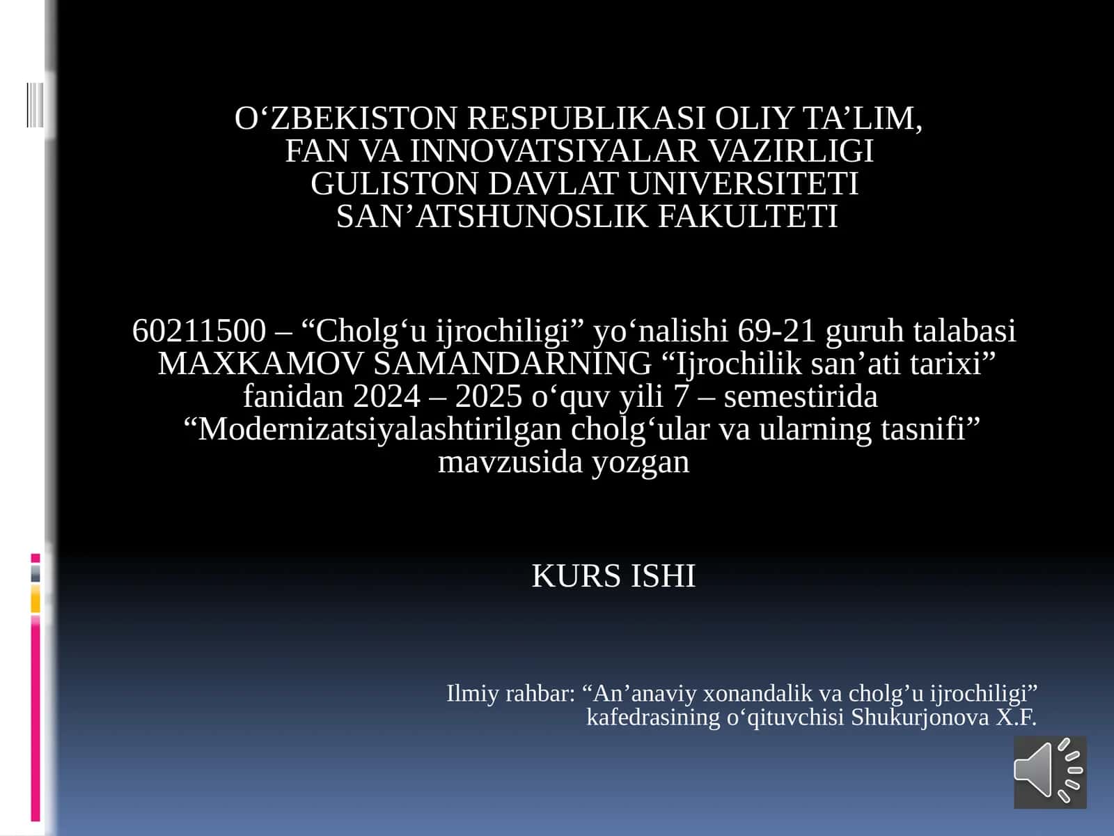 Modernizatsiyalashtirilgan cholg'ular ularning sinfi