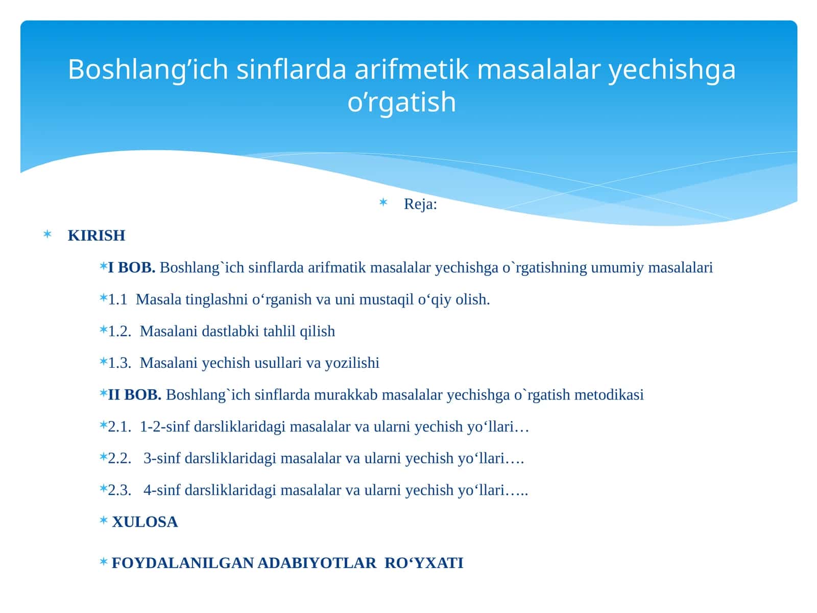Masalalar yechishga o`rgatish metodi